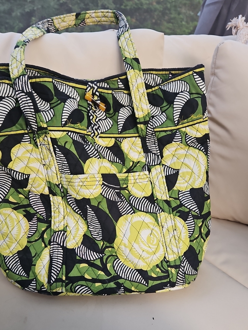 Vera Bradley Yellow, Green & Black Quilted Floral Tote